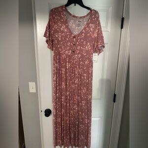 Floral V-Neck Maxi Dress in Dusty Rose Maternity